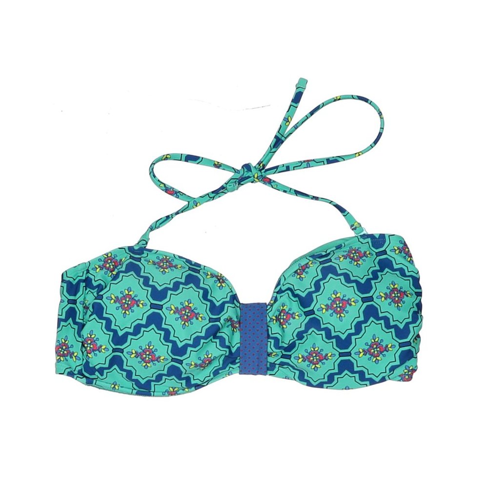 Aerie Swimwear Bikini Top Floral Teal Swimming Bra Floral Teal Blue